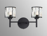Swindlehirs Satin Black 2 x G9 Switched Wall Lamp With Clear Crystal