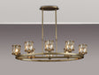 Swindlehirs Antique Brass 8 Light With Cognac Crystal Oval G9 Telescopic Light With Cognac Crystal