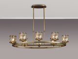 Swindlehirs Antique Brass 8 Light With Cognac Crystal Oval G9 Telescopic Light With Cognac Crystal