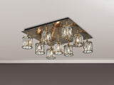Swindlehirs Antique Brass Square 9 x G9 Flush Light With Clear Crystal
