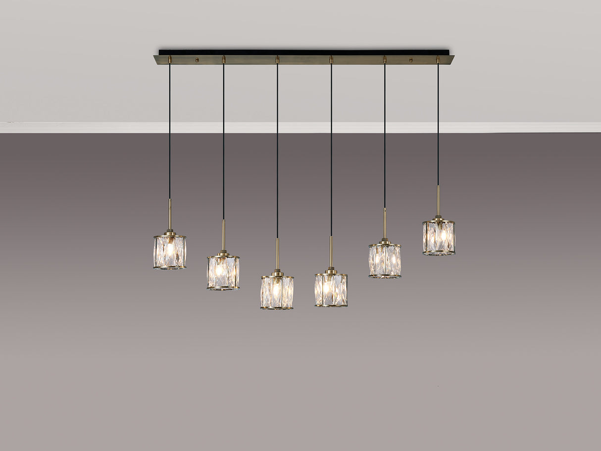 Swindlehirs Antique Brass 6 x G9 2m Linear Pendant