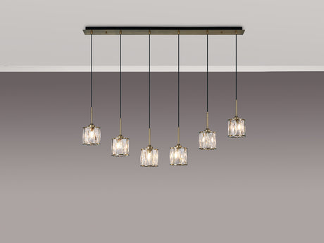Swindlehirs Antique Brass 6 x G9 2m Linear Pendant