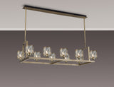 Swindlehirs Antique Brass 10 Light With Clear Crystal Rectangle G9 Telescopic Light With Clear Crystal