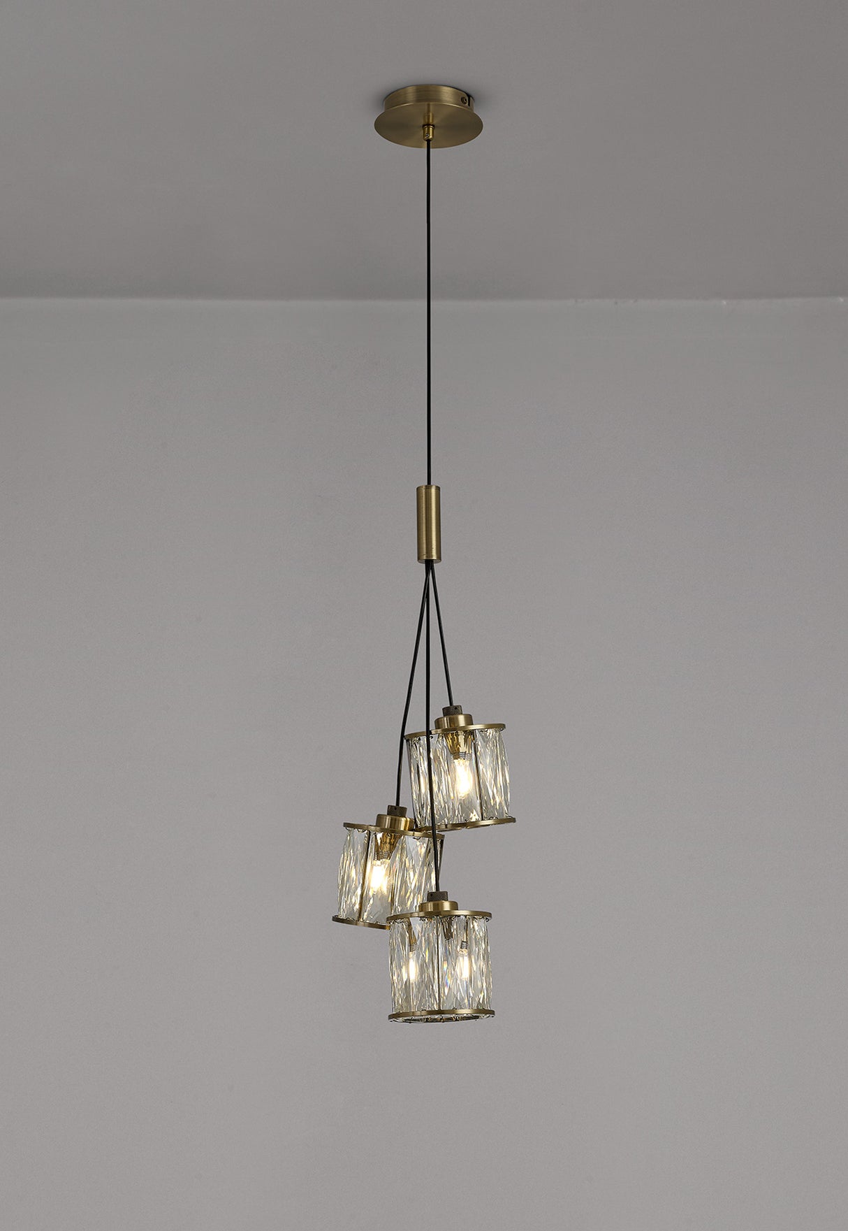 Swindlehirs Antique Brass 3 x G9 2m 1 Drop Cluster Pendant