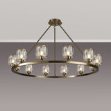 Swindlehirs Antique Brass 12 Light With Clear Crystal Round G9 Telescopic Light With Clear Crystal