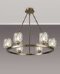 Swindlehirs Antique Brass 6 Light With Clear Crystal Round G9 Telescopic Light With Clear Crystal