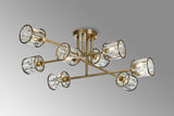 Swindlehirs Antique Brass 8 x G9 Crossed Arm Semi Flush Light With Clear Crystal