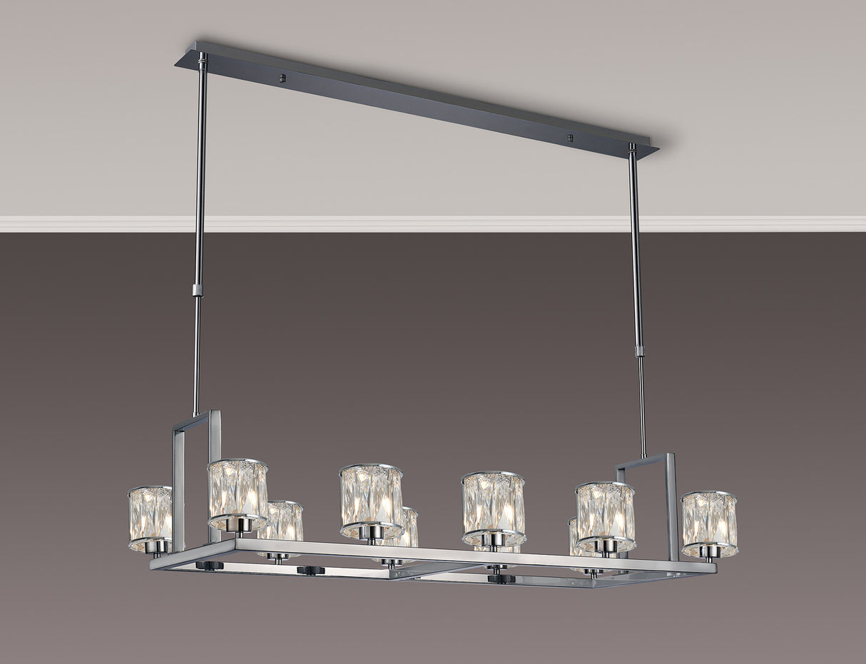 Swindlehirs 10 Light Rectangle G9 Telescopic Light Polished Chrome / Clear Crystal Shade