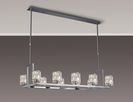 Swindlehirs 10 Light Rectangle G9 Telescopic Light Polished Chrome / Clear Crystal Shade