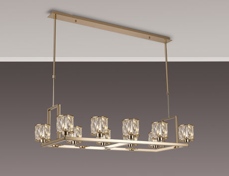 Swindlehirs 10 Light Rectangle G9 Telescopic Light French Gold / Clear Crystal Shade