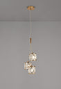 Swindlehirs 3 Light G9 2m 1 Drop Cluster Pendant French Gold / Clear Crystal Shade