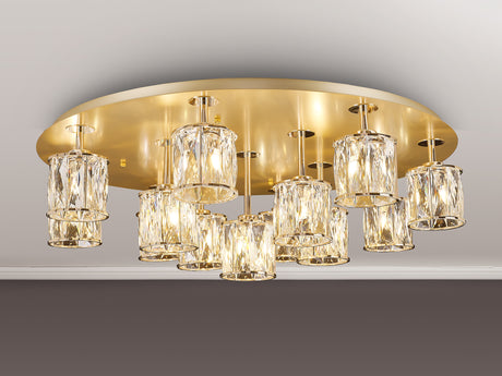 Swindlehirs Round 13 Light G9 Flush French Gold / Clear Crystal Shade