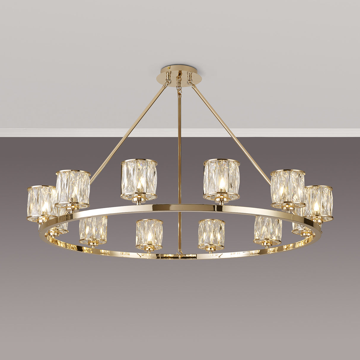 Swindlehirs 12 Light Round G9 Telescopic Light French Gold / Clear Crystal Shade