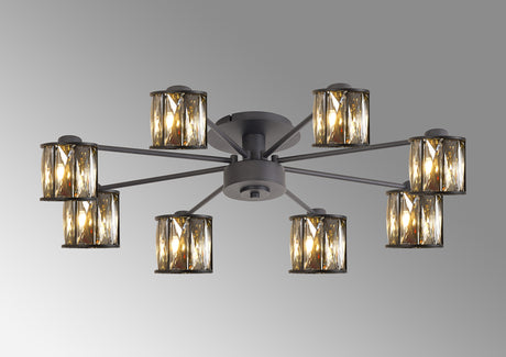 Swindlehirs 8 Light G9 Semi Flush Sand Black / Smoked Crystal Shade