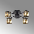 Swindlehirs 4 Light G9 Semi Flush Sand Black / Smoked Crystal Shade
