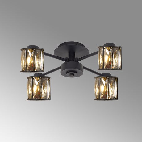Swindlehirs 4 Light G9 Semi Flush Sand Black / Smoked Crystal Shade