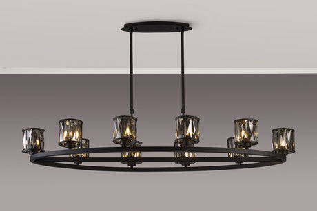 Swindlehirs 10 Light Oval G9 Telescopic Light Sand Black / Smoked Crystal Shade