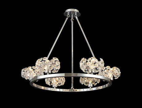 Byrne Polished Chrome 6 Light Round G9 Telescopic Light Polished Chrome & Crystal Shade