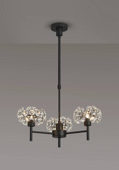 Byrne 3 x G9 Telescopic Light With Satin Black/Crystal Shade
