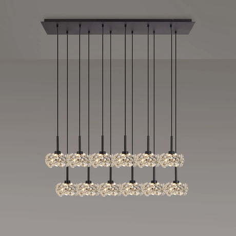 Byrne 12 x G9 2m Linear Pendant With Satin Black/Crystal Shade