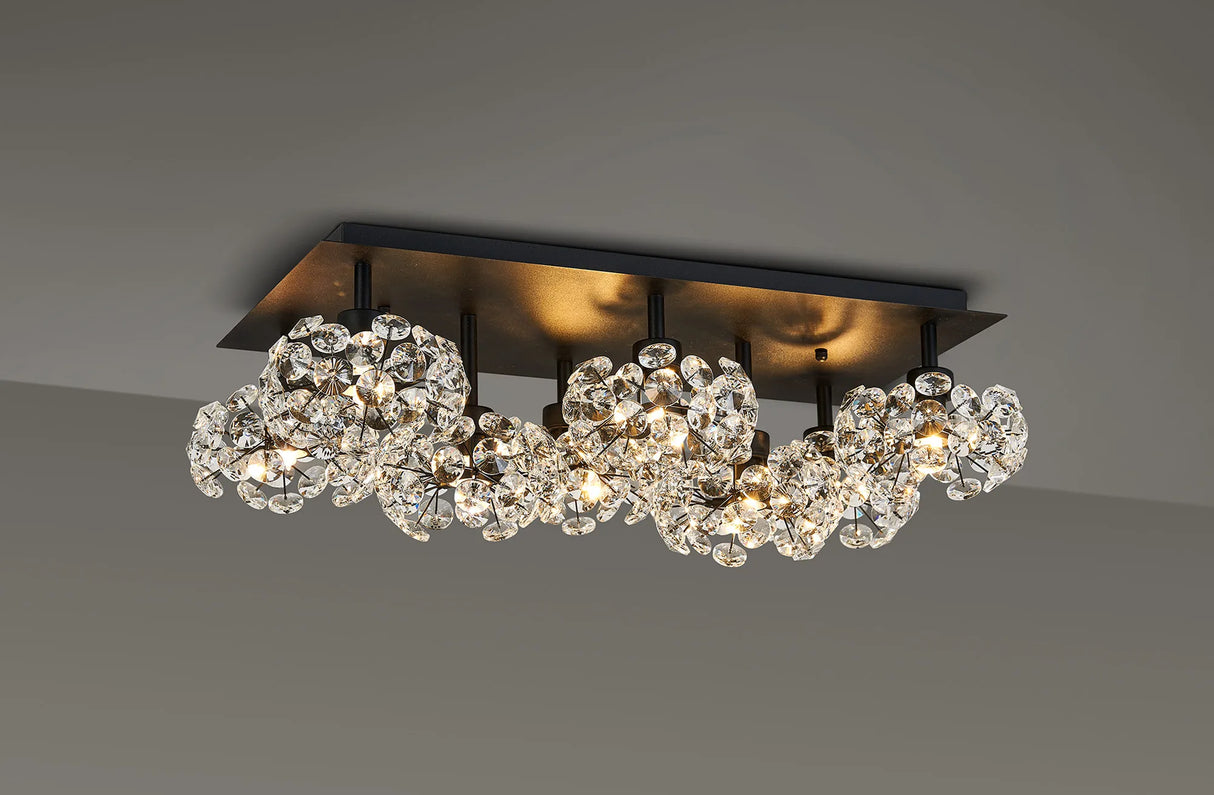 Byrne Satin Black Rectangle 8 x G9 Flush Light Black/Clear Crystal Shade
