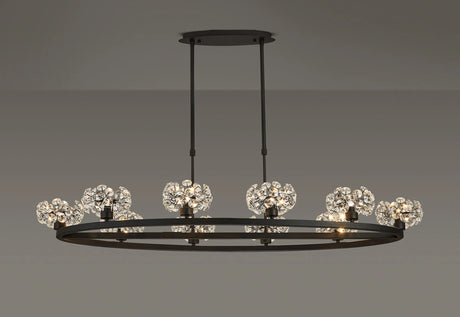 Byrne Satin Black 10 Light Oval G9 Telescopic Light Satin Black & Crystal Shade