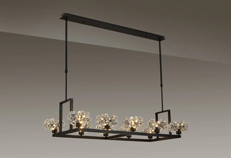 Byrne Satin Black 10 Light Rectangle G9 Telescopic Light Satin Black & Crystal Shade