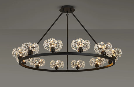 Byrne Satin Black 12 Light Round G9 Telescopic Light Satin Black & Crystal Shade