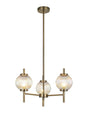 Halom 55cm Multi Height Pendant, 3 x G9, Antique Brass/Light Iridescent Glass