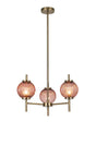 Halom 55cm Multi Height Pendant, 3 x G9, Antique Brass/Blush Pink Glass