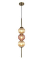 Halom 15cm Pendant, 3 x G9, Antique Brass/Amber/Blush Pink Glass