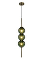 Halom 15cm Pendant, 3 x G9, Antique Brass/Moss Green Glass