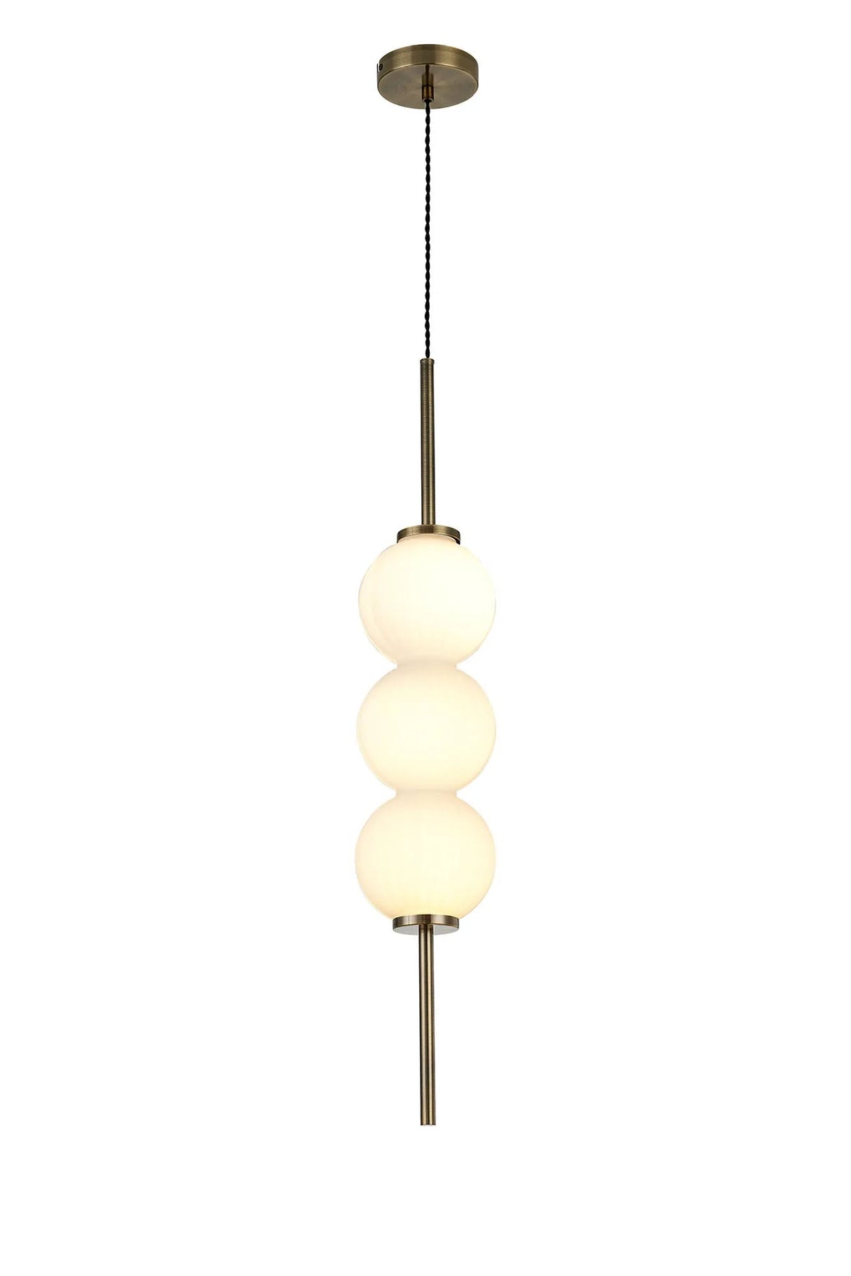 Halom 15cm Pendant, 3 x G9, Antique Brass/Opal Glass