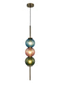 Halom 15cm Pendant, 3 x G9, Antique Brass/Blue/Moss Green/Blush Pink Glass