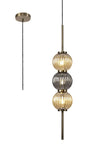 Halom Pendant, 3 x G9, Antique Brass/Smoked & Amber Glass