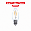Integral LED Omni Filament Candle E27 Dimmable Bulb 3.4W 470lm 4000K Cool White – ILCANDE27DE076