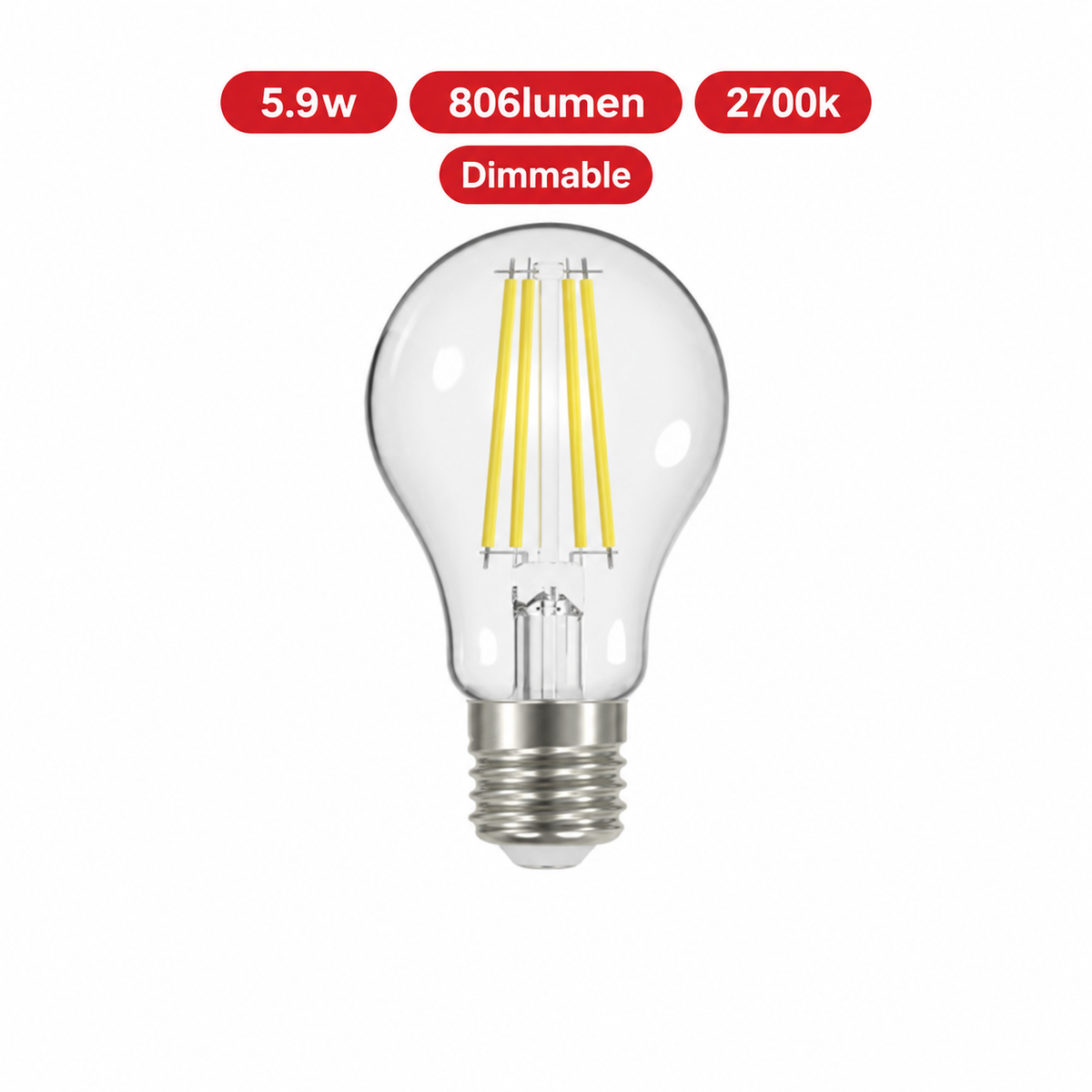 Integral LED Omni Filament GLS E27 Dimmable Bulb 5.9W 806lm 2700K Warm White – ILGLSE27DC054