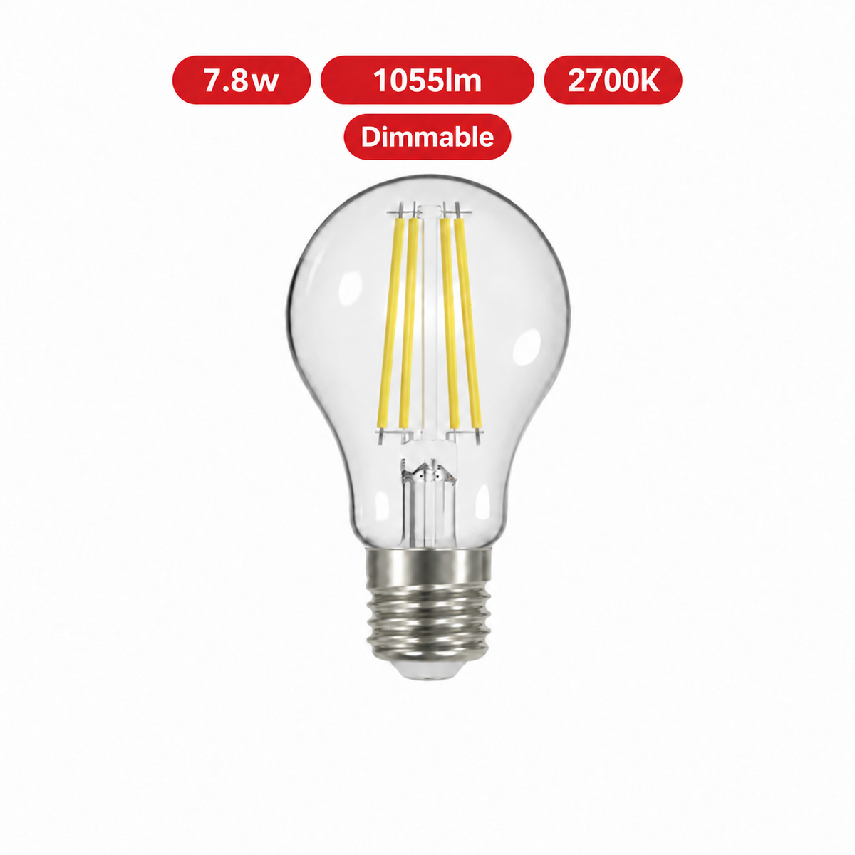 Integral LED Omni Filament GLS E27 Dimmable Bulb 7.8W 1055lm 2700K Warm White – ILGLSE27DC124