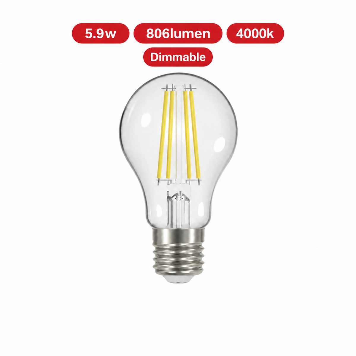 Integral LED Omni Filament GLS E27 Dimmable Bulb 5.9W 806lm 4000K Cool White – ILGLSE27DE135
