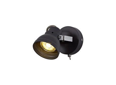 Walker Adjustable Switched Spotlight, 1 x GU10 (Max 10W LED), Matt Grey/Polished Chrome
