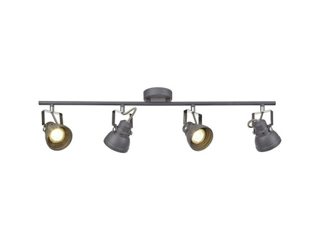 Walker Adjustable Linear Bar Spotlight, 4 x GU10 (Max 10W LED), Matt Grey/Polished Chrome