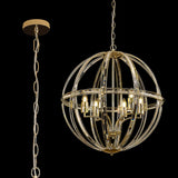 Ellison Large Round Pendant, 6 x E27, French Gold