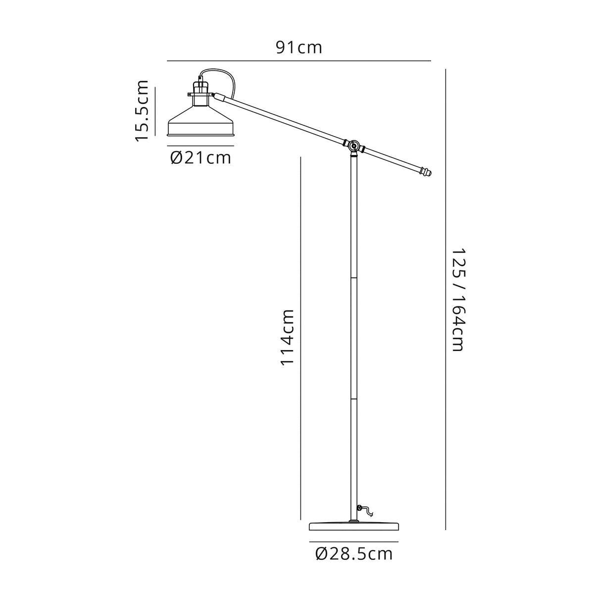 Brown Adjustable Floor Lamp, 1 x E27, Sand White/Satin Nickel/White