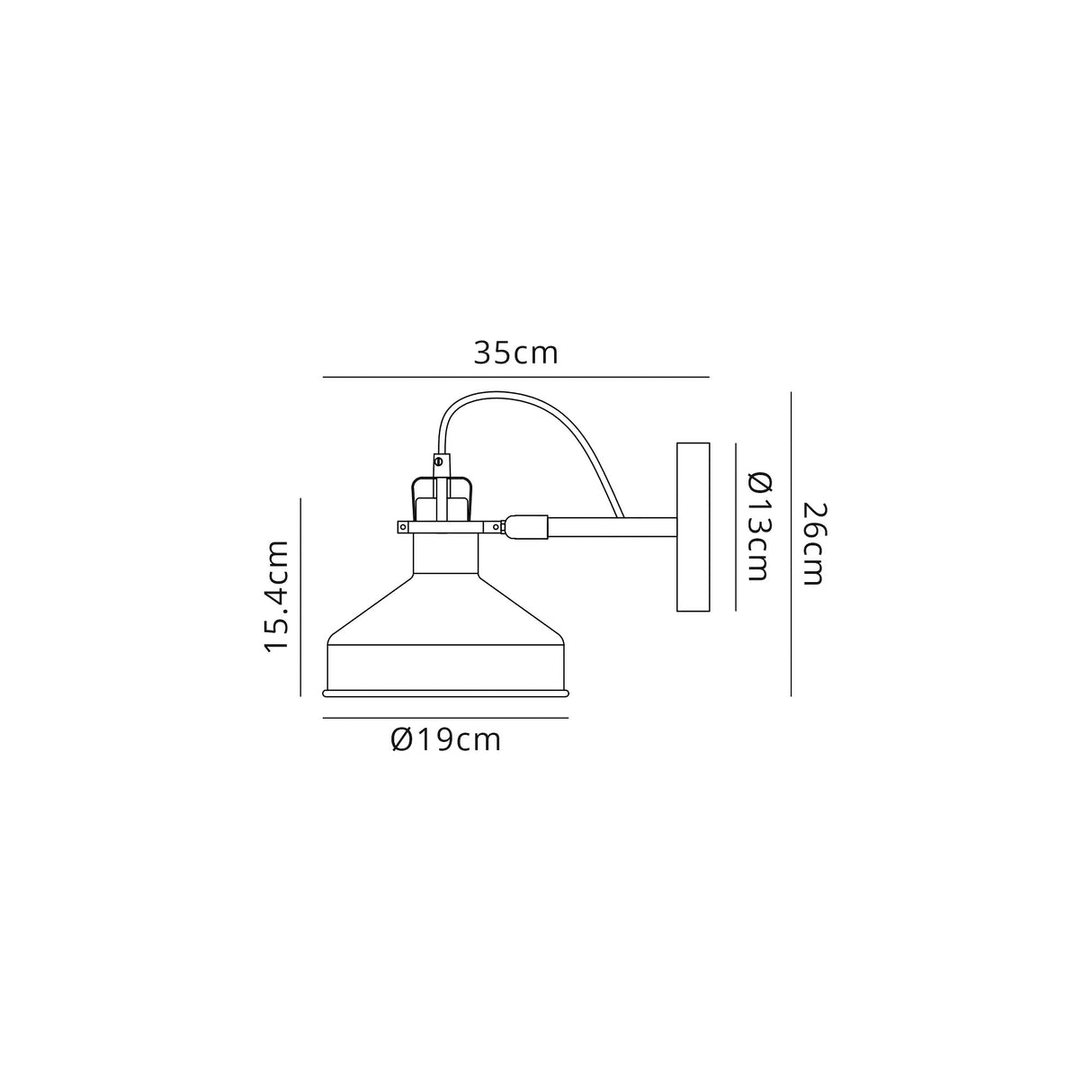Brown Adjustable Wall Lamp Switched, 1 x E27, Sand White/Satin Nickel/White