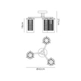Prudhoe Semi Flush Light, 3 x E14, Polished Chrome/Crystal/Glass