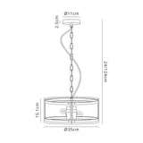 Stuckey Pendant, 2 Light E27, Matt Black