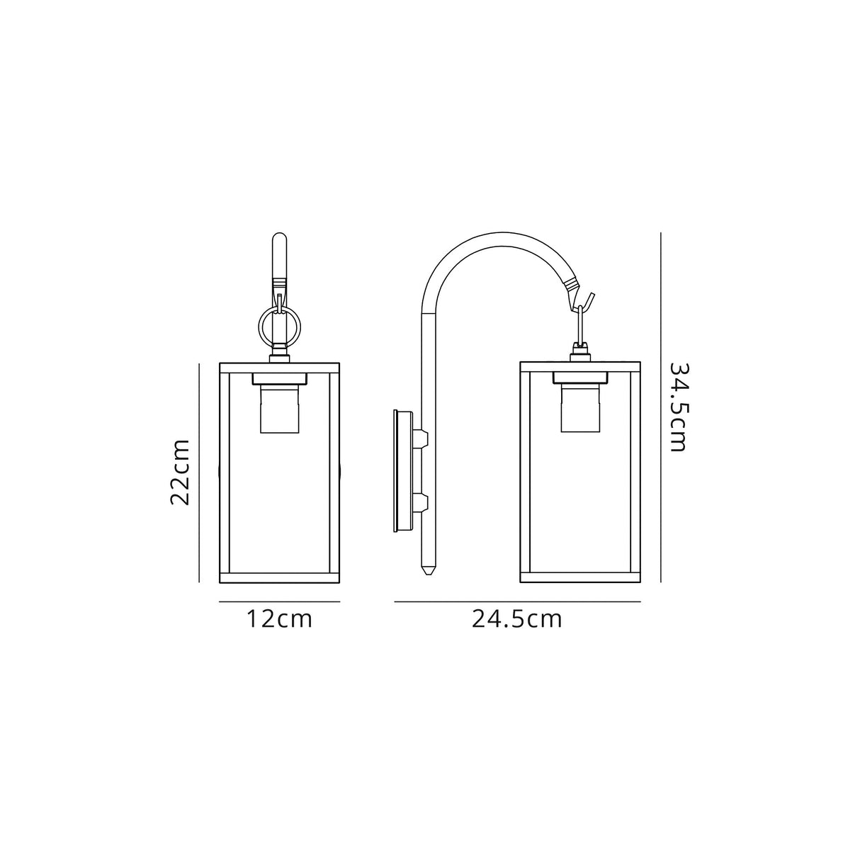 Pickering Downward Wall Lamp, 1 x E27, IP54, Graphite Black, 2yrs Warranty