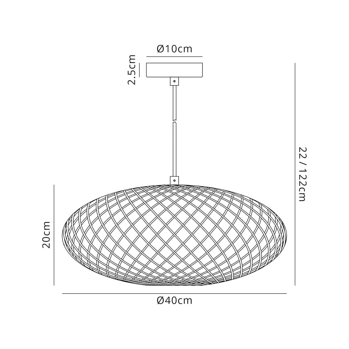 Melville Elliptical Sphere Pendant, 1 x E27, Polished Nickel