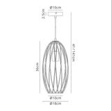 Melville Curved Cylinder Pendant, 1 x E27, Polished Nickel