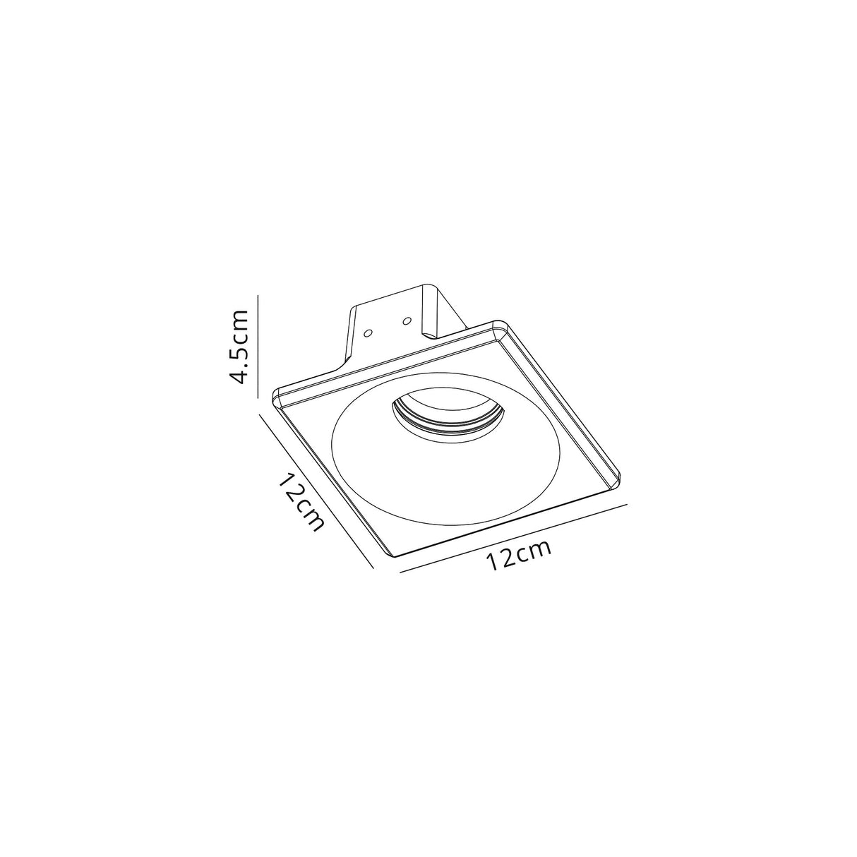 Waldron Square Deep Recessed Spotlight, 1 x GU10, White Paintable Gypsum, Cut Out: L:123mmxW:123mm